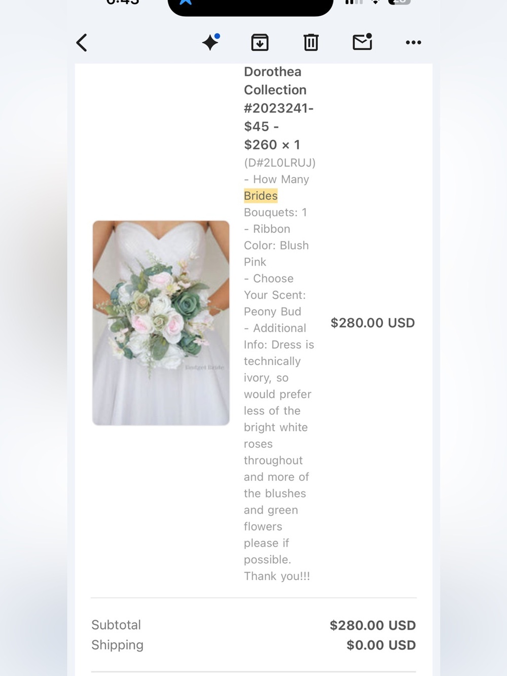 Gorgeous Blush Pink and Sage Rose Bridal Bouquet - Faux Floral Arrangement